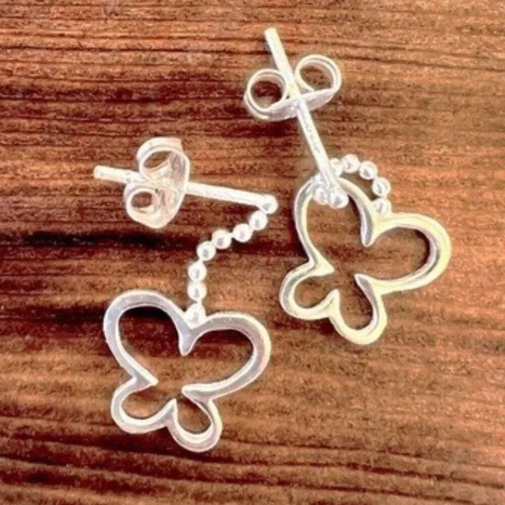 Vintage Sterling Butterfly Drop Earrings